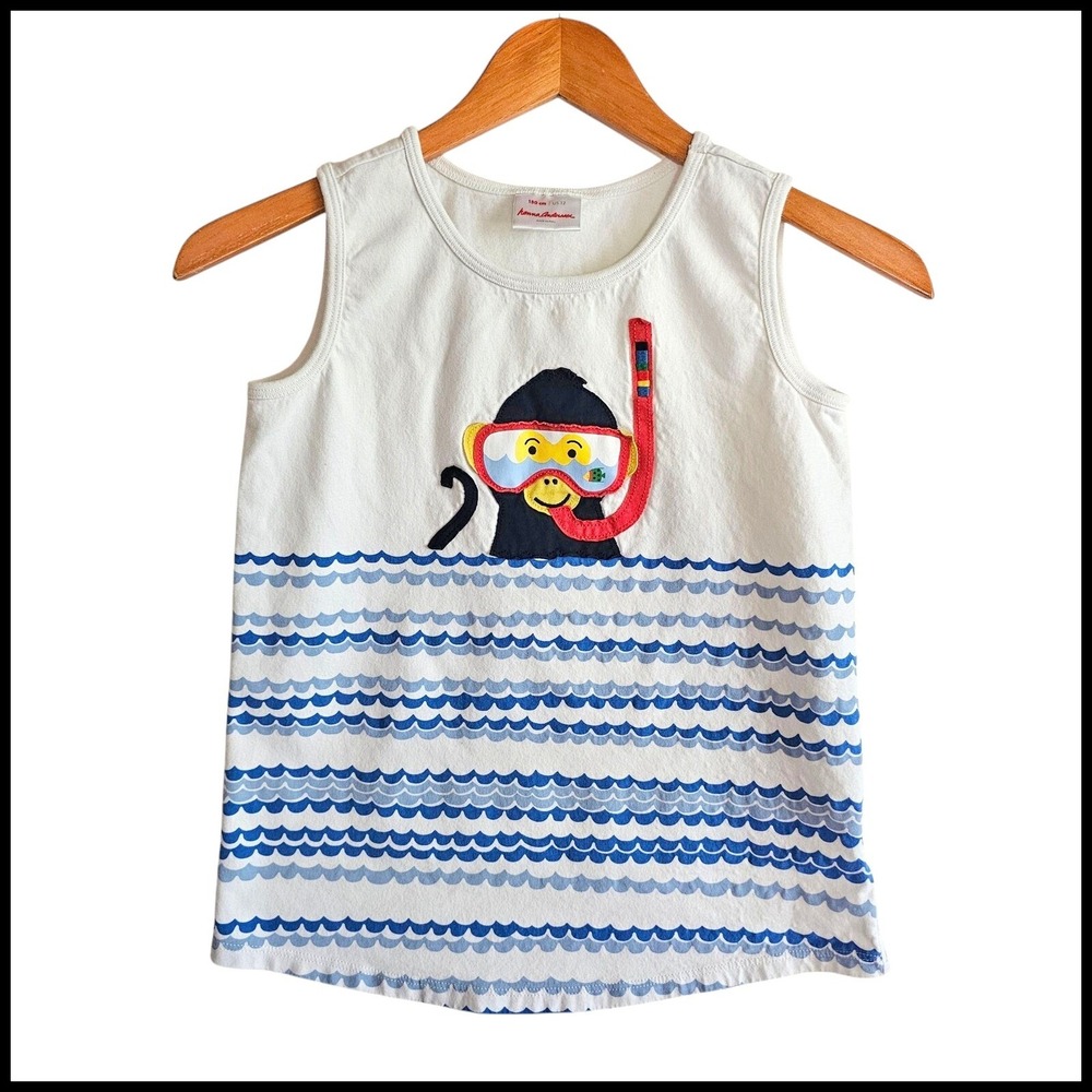 Hanna Andersson Monkey Snorkel Tank Top Sleeveless Graphic Tee US 12